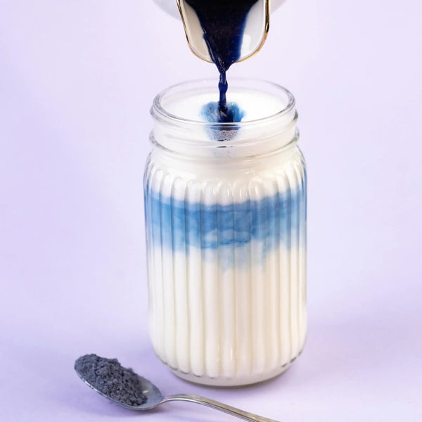 Butterfly pea latte naturally blue drink made with butterfly pea powder