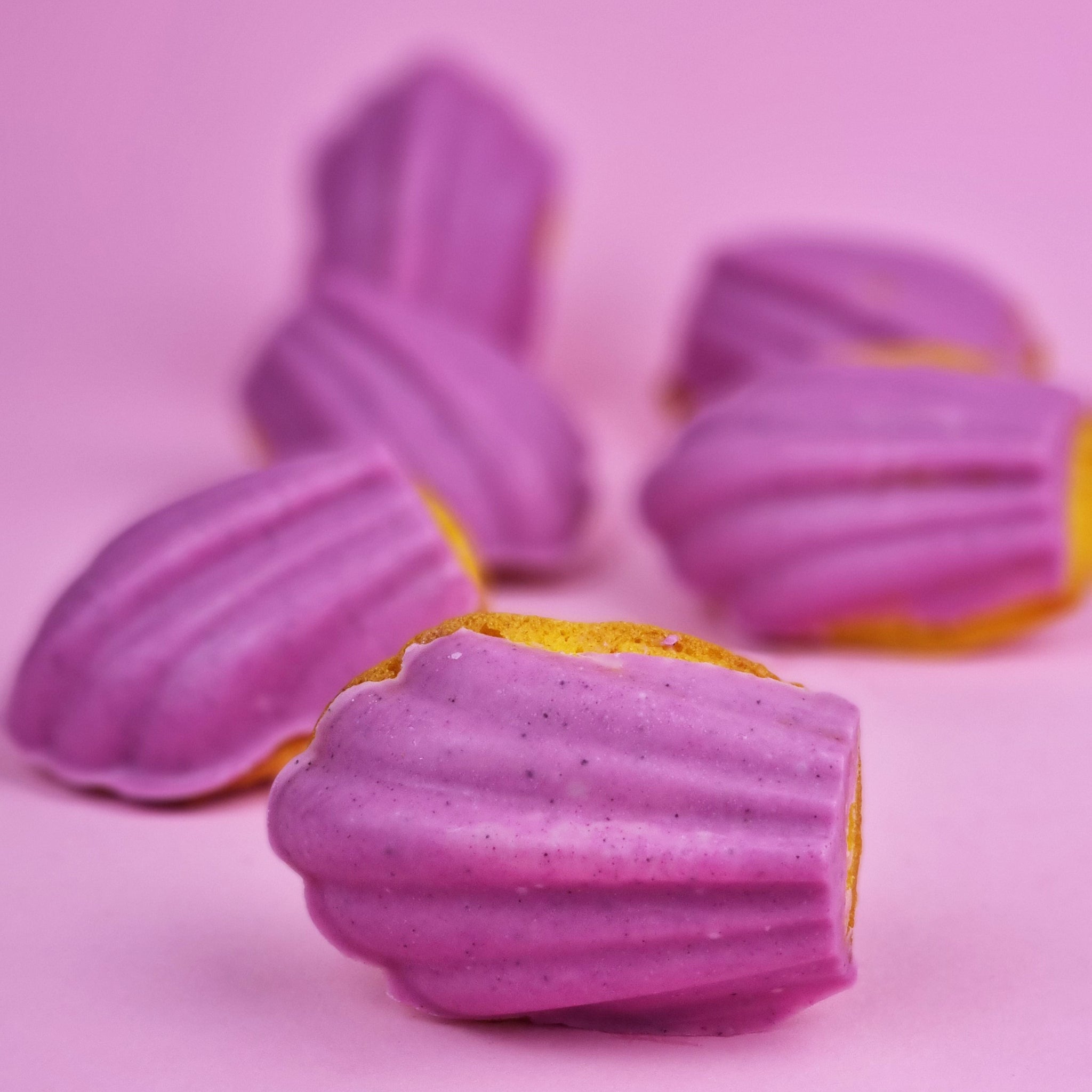 Vegan Gluten-Free Madeleines with Pink Chocolate