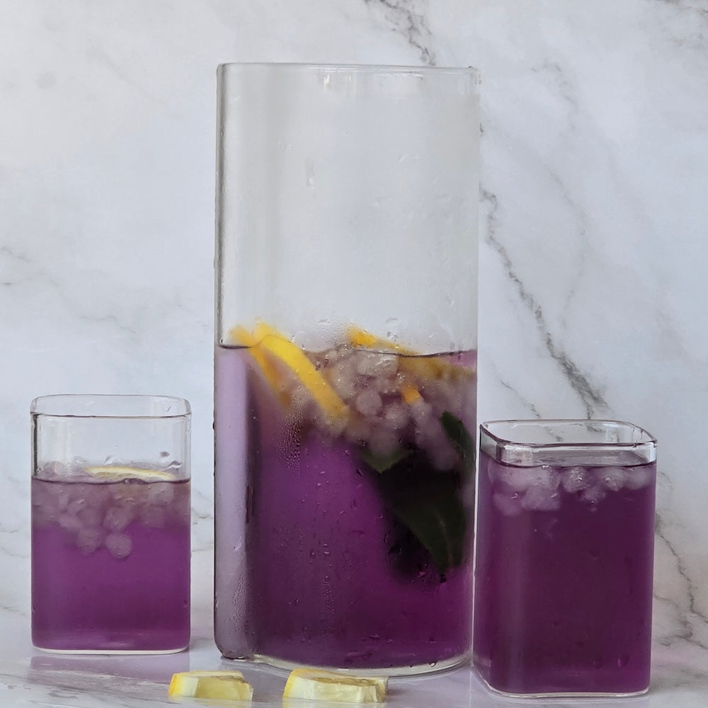 Naturally coloured purple drink made with Yes Superfood black carrot powder