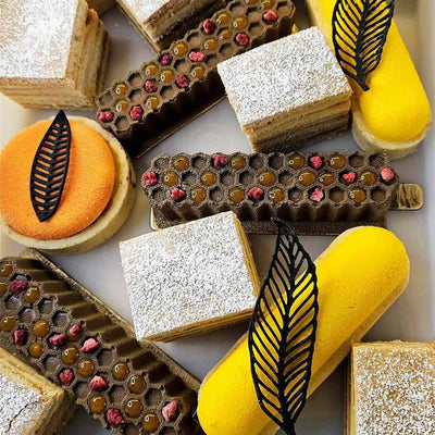 Mono dessert yellow and orange and chocolate