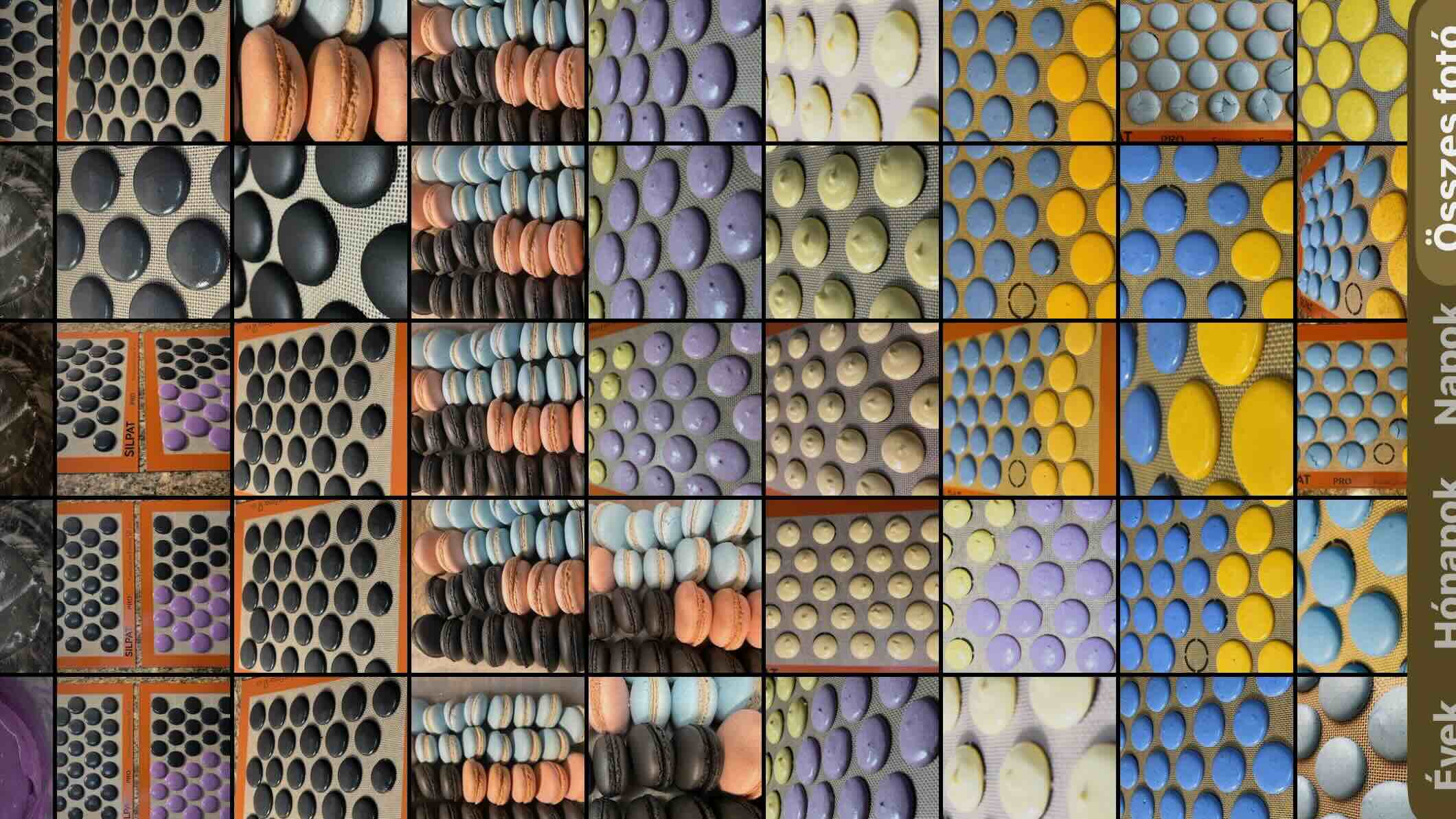 Grid of various textured circular stones in different colors