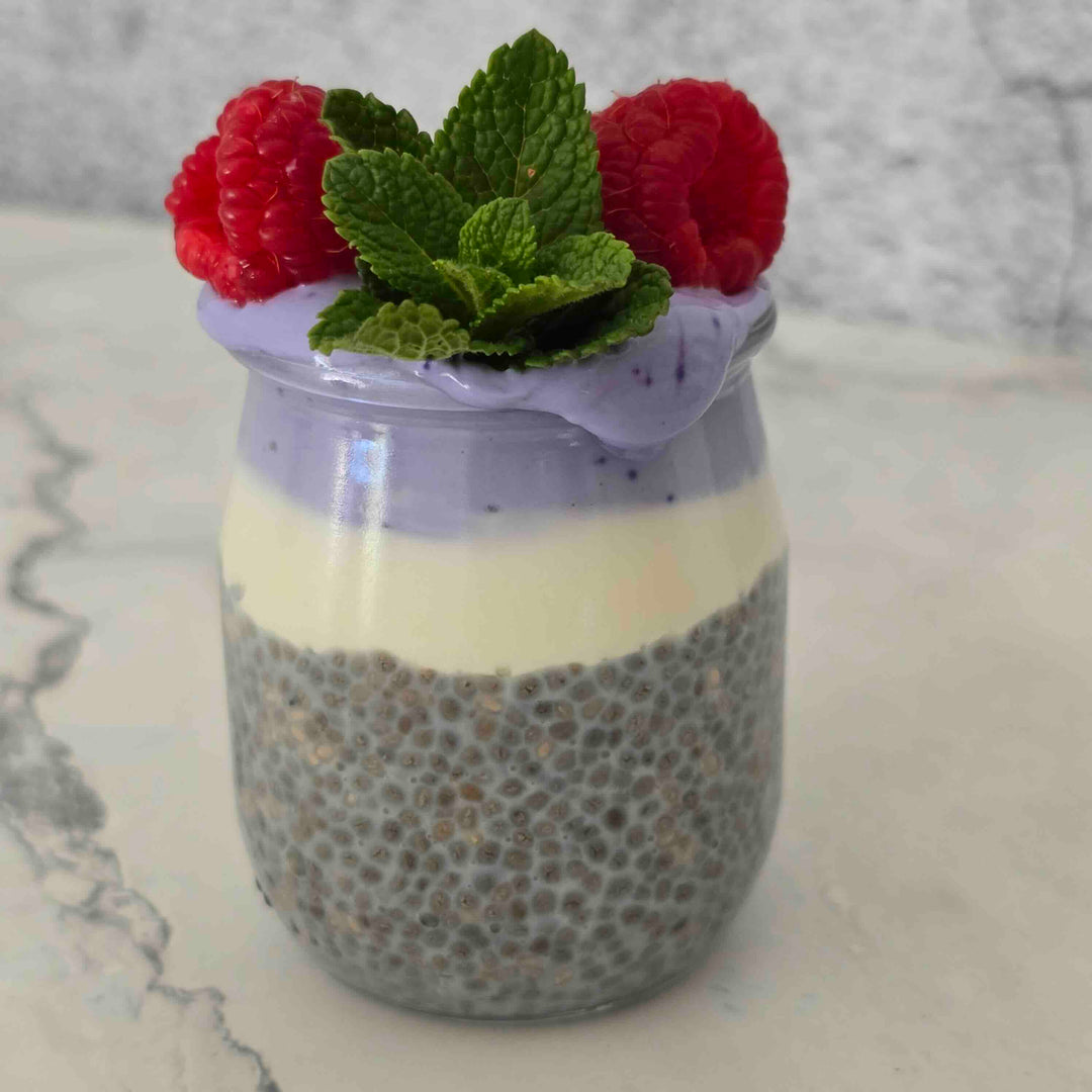 chia pudding with yessuperfood butterfly yogurt