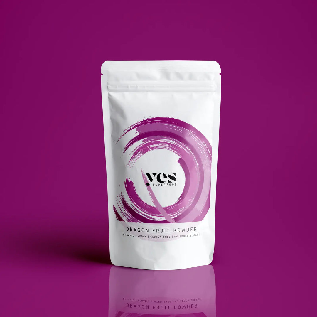 Dragon fruit powder in resealable pouch – exotic pink superfood color
