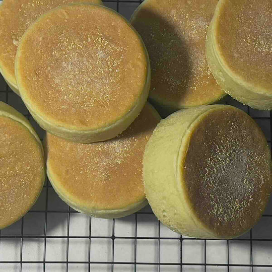 english muffin made with matcha powder top view