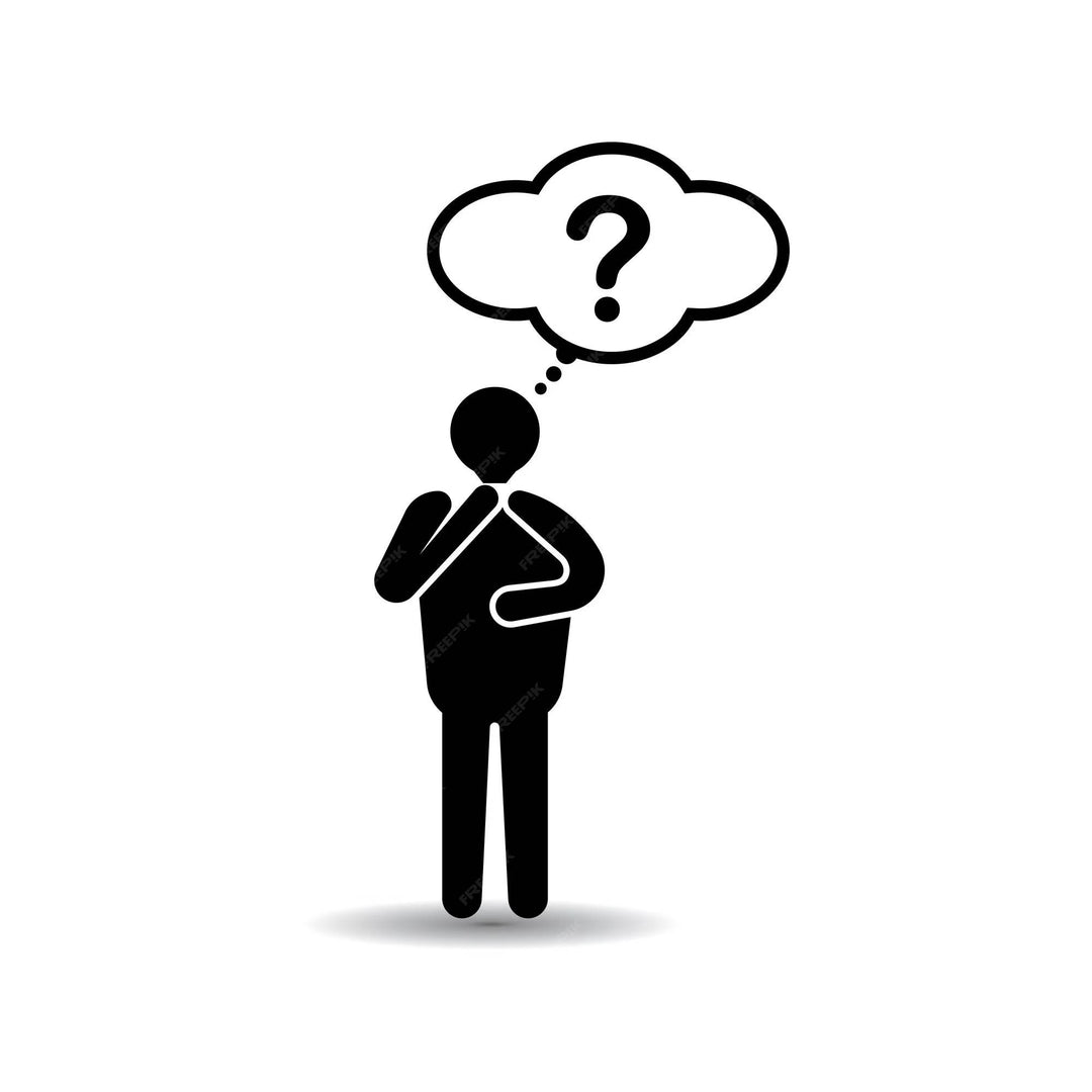 Black-and-white cartoon face with a questioning expression, used to illustrate a reflective thought or decision-making moment.