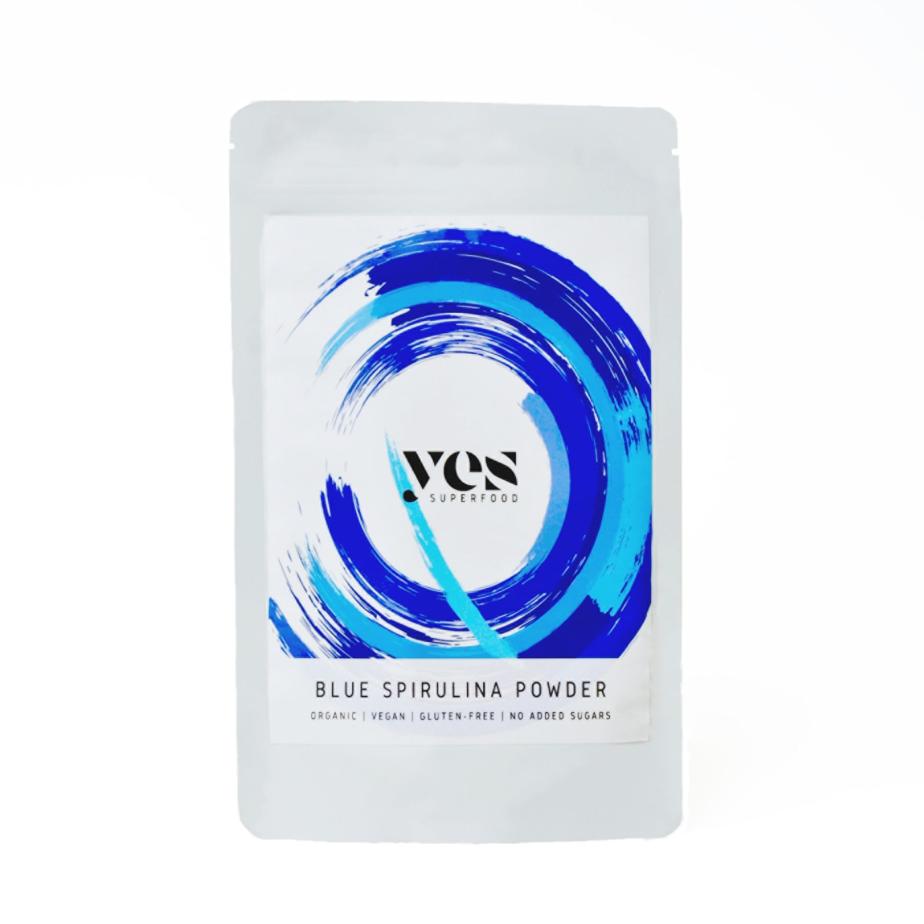 Yes Superfood blue spirulina powder in resealable pouch