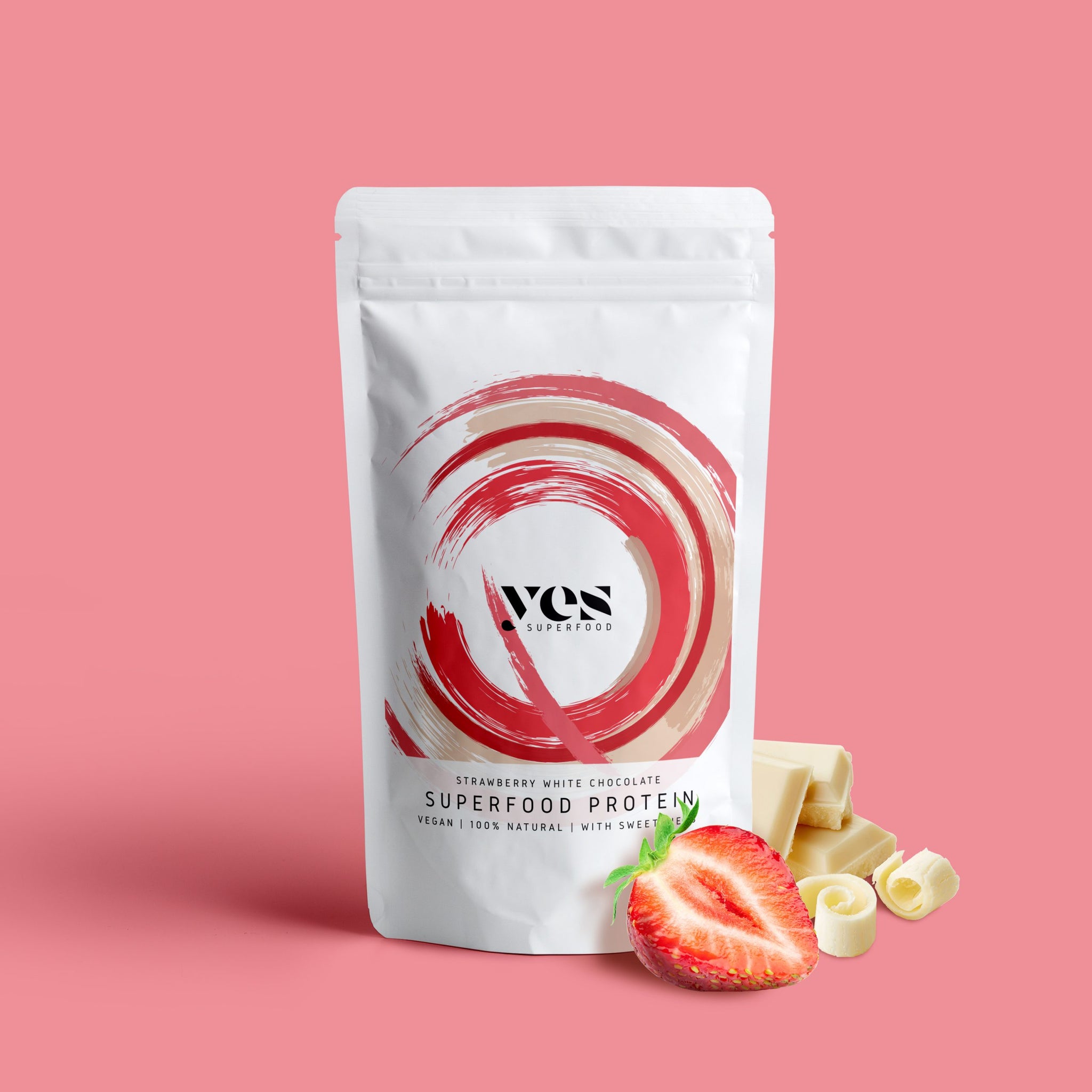 Erdbeer-Weiße-Schokolade Veganes Superfood Protein
