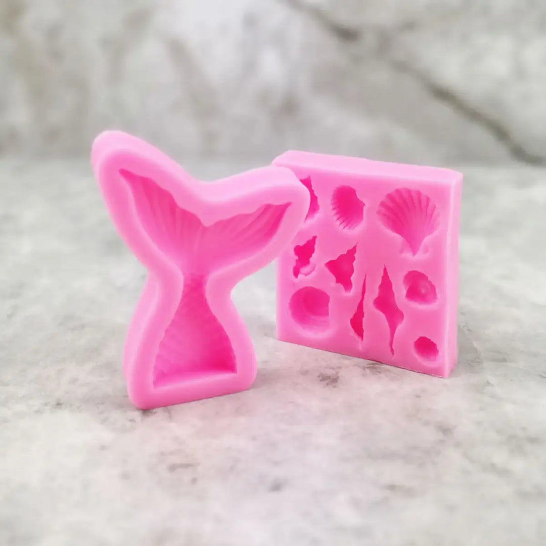 Mermaid and seashell silicone molds natural food coloring powder